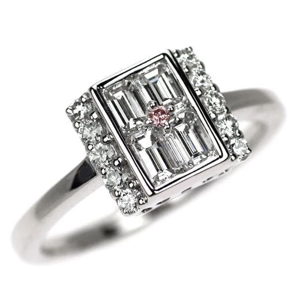 RARE PT900 NATURAL PINK/ COLLARLESS DIAMOND RING: Rare Pt900 Natural Pink/ Collarless Diamond Ring Brand: None Type/Style: ring Material: Pt900, Color: PT Size: 6US Accessories: None Accessories Notice: When purchasing pre-owned goods, please refer