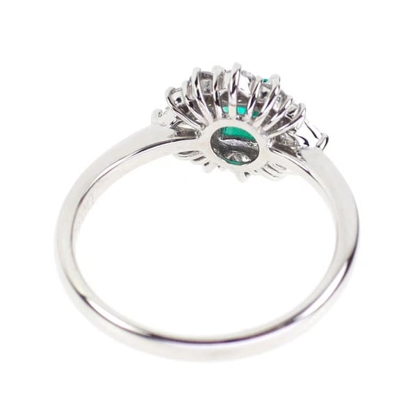 PT900 EMERALD DIAMOND RING - 2
