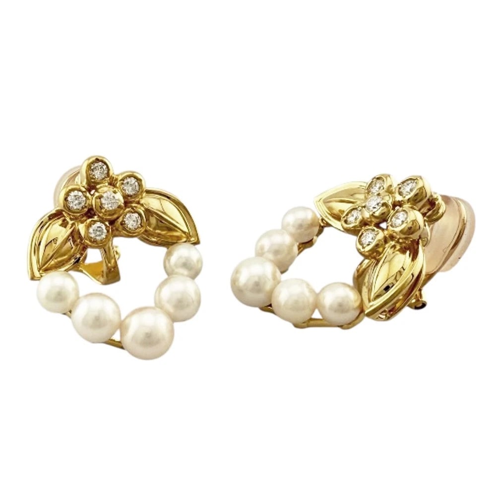 DIOR EARRING K18 YELLOW GOLD PEARL DIAMOND: Dior earring K18 yellow gold Pearl diamond Brand: Dior Type/Style: earring Material: K18 yellow gold Main Stone Pearl Natural Color: gold Size: (CM) 24.0mm x 20.0mm(*mm) Accessories: None