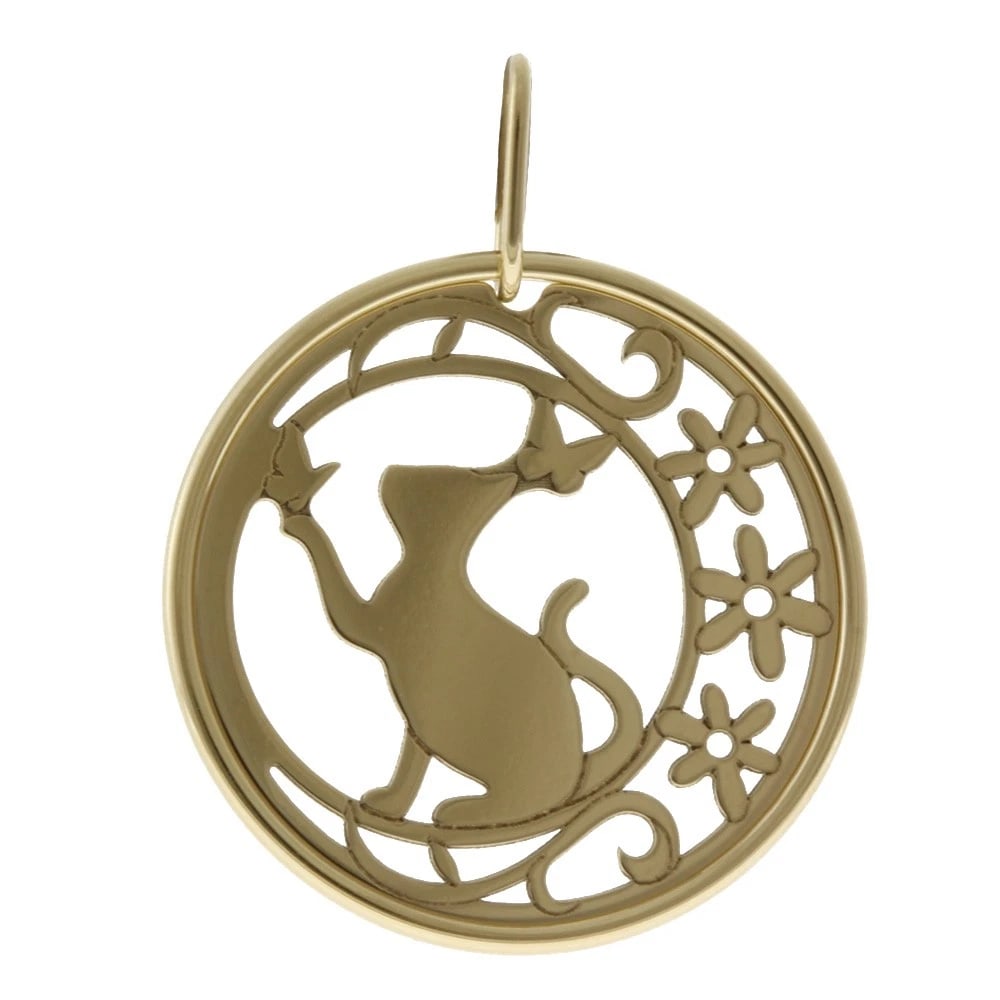 PENDANT TOP K18 YELLOW GOLD BUTTERFLY CAT BUTTERFLY (1 of 3)