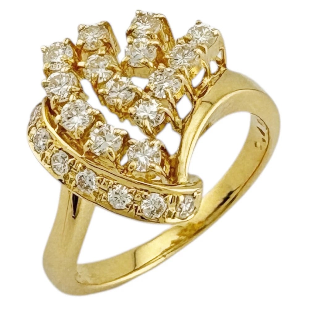 RING K18 YELLOW GOLD DIAMOND: Ring K18 yellow gold diamond Brand: Unbranded Type/Style: Ring Material: K18 yellow gold Main Stone Natural Color: gold Size: US 5 Accessories: None Accessories Notice: When purchasing pre-owned