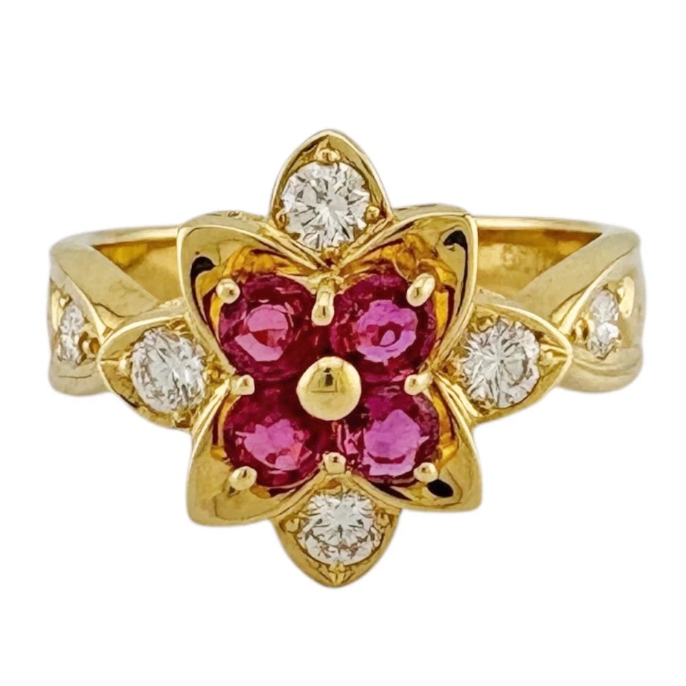 RING K18 YELLOW GOLD RUBY - 2