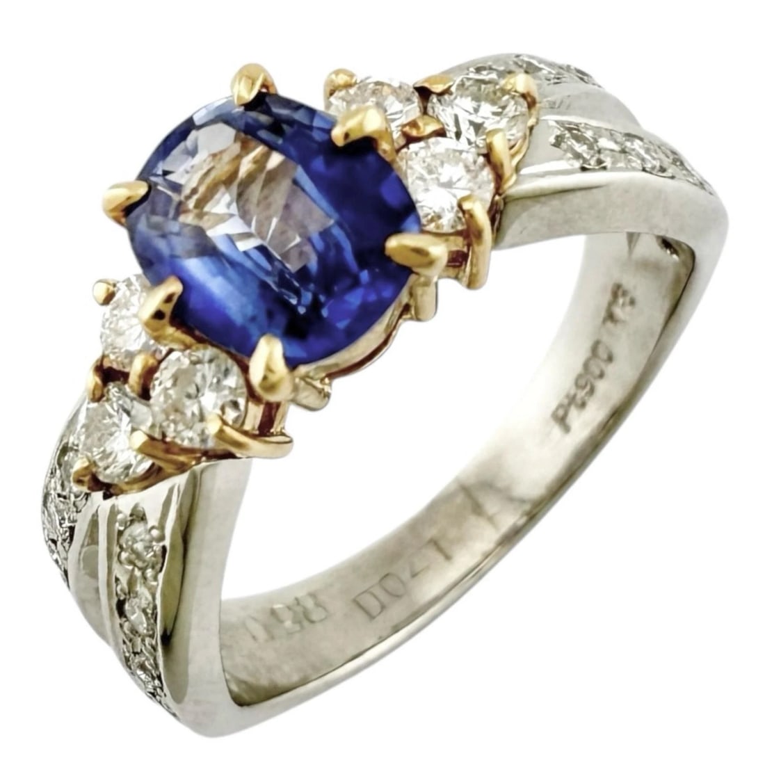 RING PT900 K18 SAPPHIRE: Ring Pt900 K18 sapphire Brand: Unbranded Type/Style: Ring Material: Pt900Platinum Main Stone sapphire /Natural Color: Silver Size: US 4 Accessories: None Accessories Notice: When purchasin