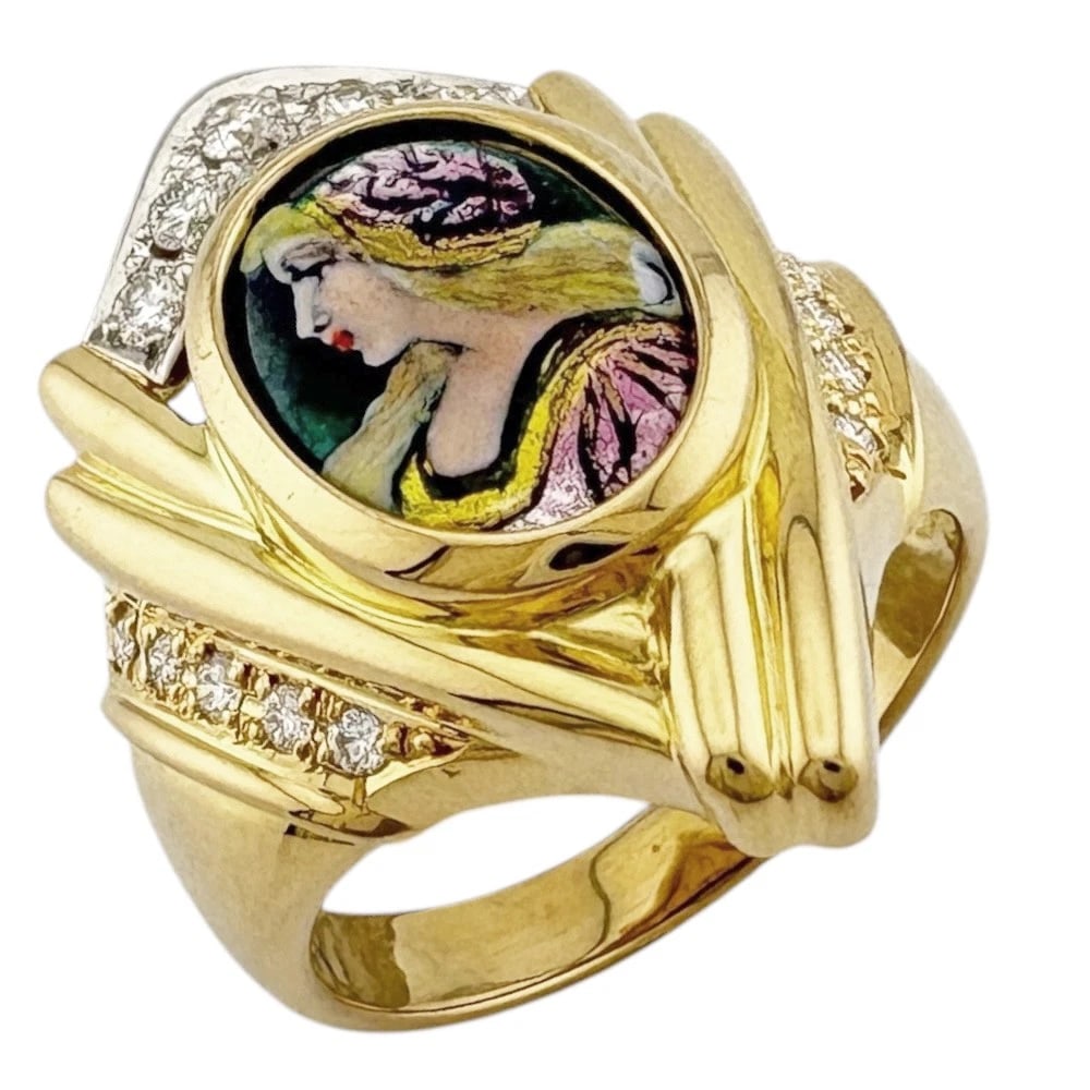 MITSUO KAJI RING K18 PT900 DIAMOND: MITSUO KAJI Ring K18 Pt900 diamond Brand: MITSUO KAJI Type/Style: Ring Material: K18 yellow gold Main Stone Natural Color: gold Size: US 6 Accessories: None Accessories Notice: When purcha
