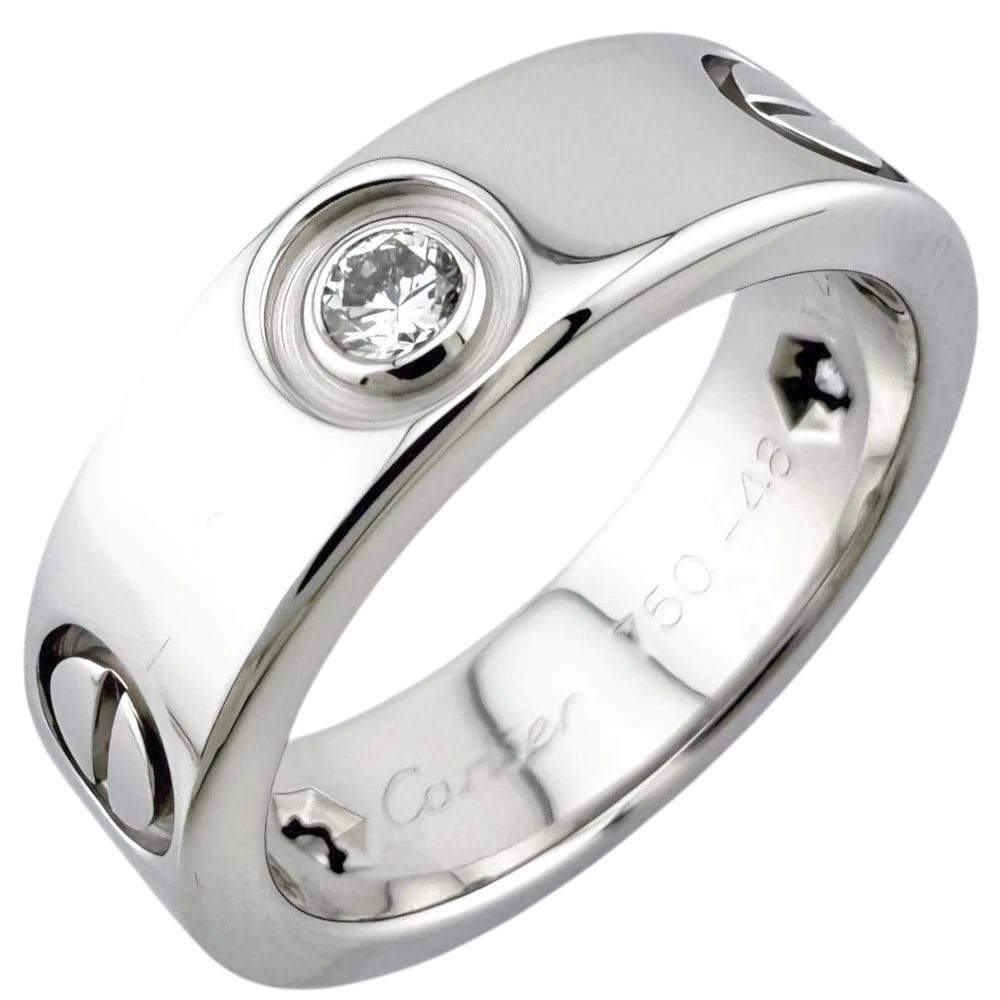 CARTIER RING 18 WHITE GOLD: CARTIER Ring 18 white gold Brand: CARTIER Type/Style: Ring Material: K18 white gold Main Stone Natural Color: Silver Size: US 4 Accessories: None Accessories Notice: When purchasing pre-owned goods,
