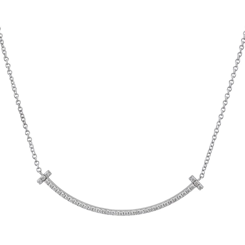 TIFFANY&CO. NECKLACE K18 WHITE GOLD DIAMOND: TIFFANY&Co. Necklace K18 white gold diamond Brand: Tiffany&co. Type/Style: Necklace Material: K18 white gold Color: Silver Size: (CM) Total Length:18cm High limit:9.5mm Accessories: None A
