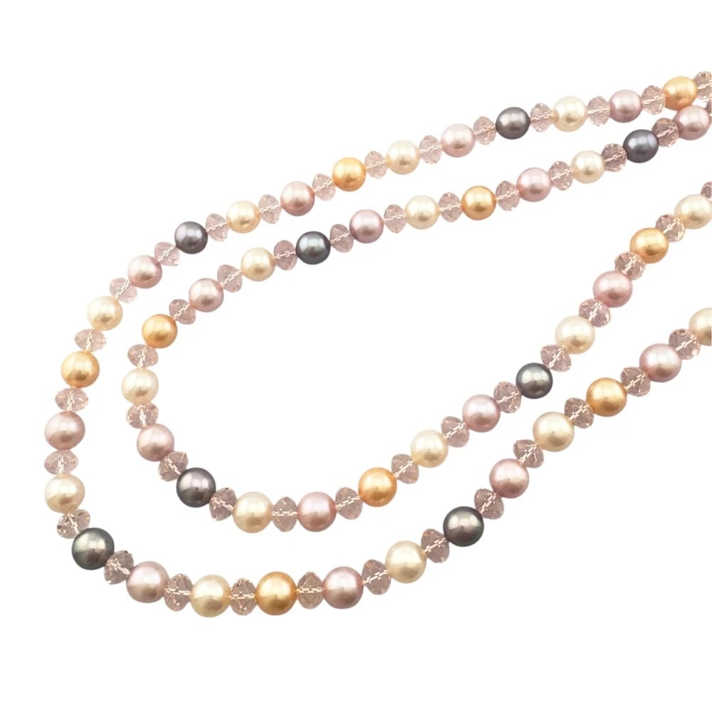 TASAKI NECKLACE SILVER MULTICOLOR LONG NECKLACE: TASAKI Necklace Silver Multicolor Long Necklace Brand: TASAKI Type/Style: Necklace Material: Silver Main Stone Natural Color: pink Size: US 7 Accessories: None Accessories Notice: When pur