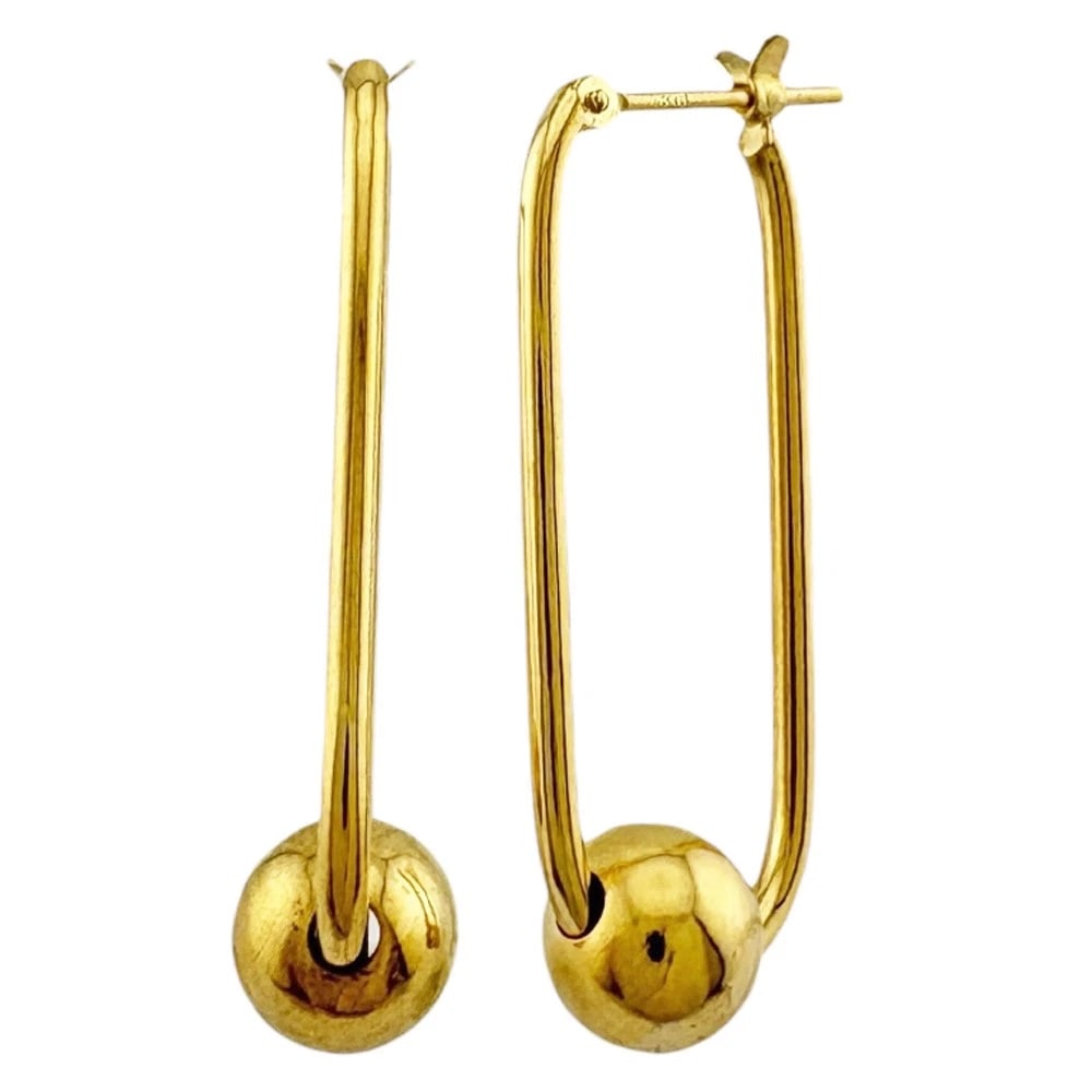 EARRING K18 YELLOW GOLD: earring K18 yellow gold Brand: Unbranded Type/Style: earring Material: K18 yellow gold Color: gold Size: (CM) 31.5mm x 6.5mm(*mm) Accessories: None Accessories Notice: When purchasing pre-