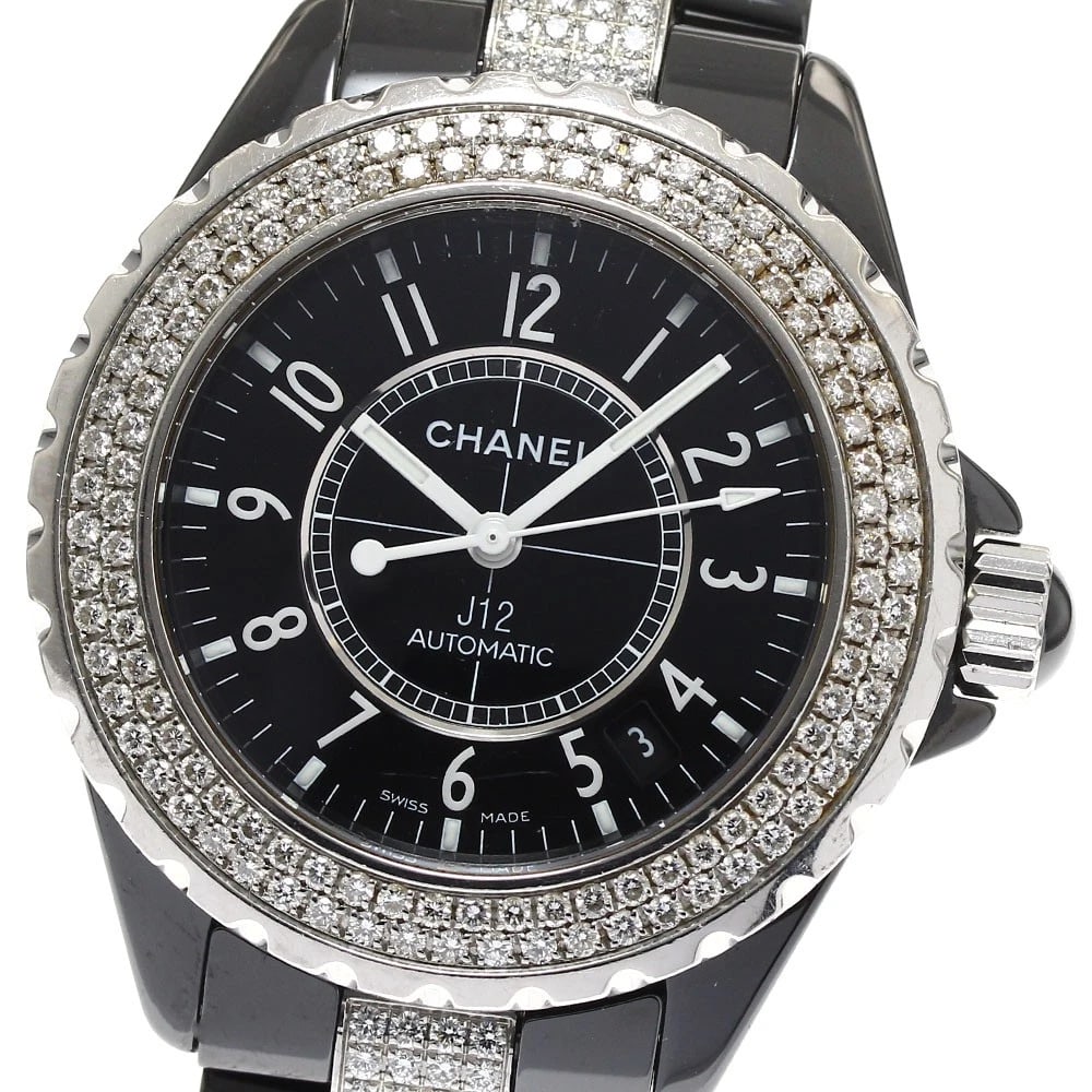 CHANEL DIAMOND BEZEL WATCH: CHANEL Diamond Bezel Watch Brand: CHANEL Type/Style: Wristwatch Material: Band Material Stainless Steel / ceramic, Case Material Stainless Steel / ceramic Color: Band Color Black / Silver, Case Color 