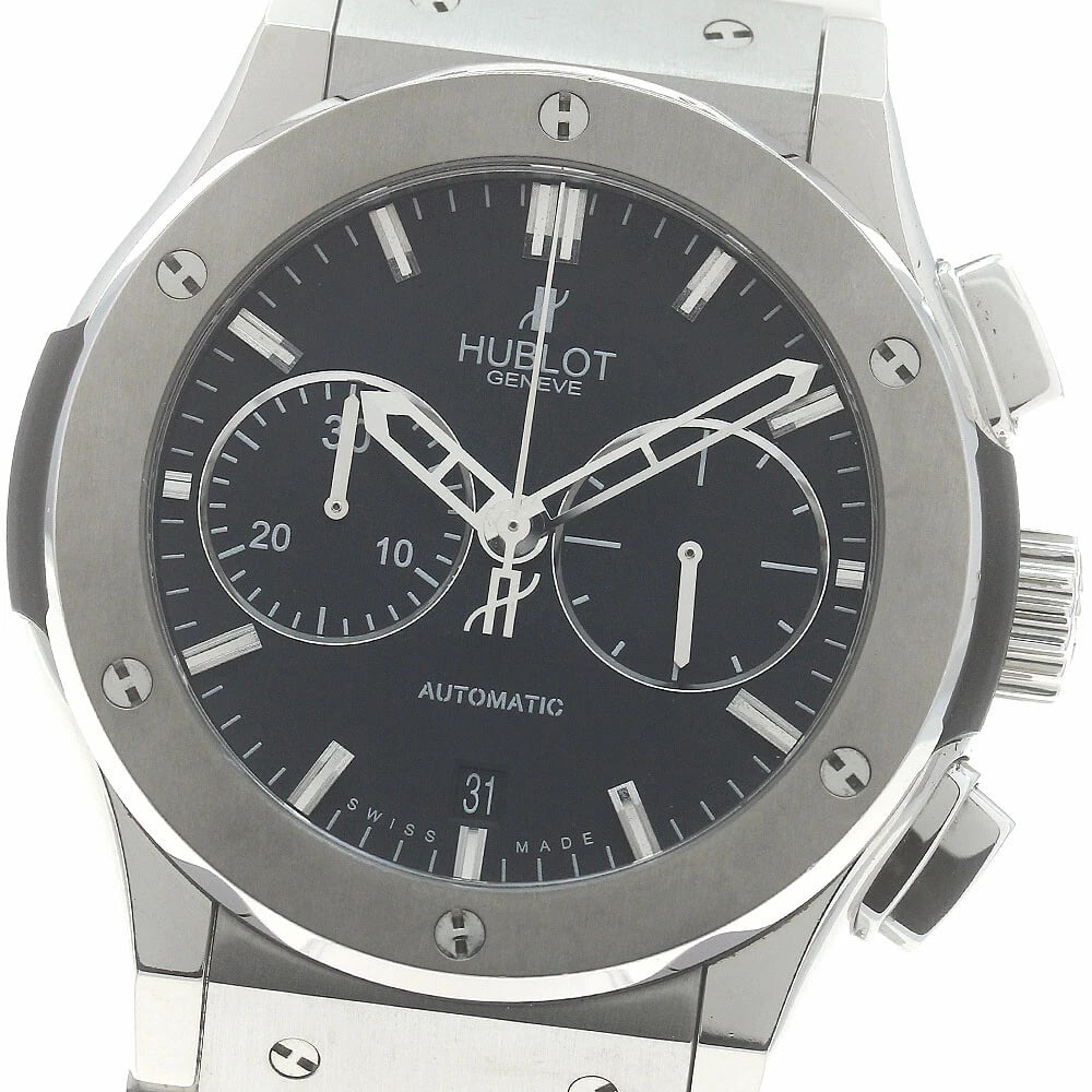 HUBLOT CLASSIC FUSION TITANIUM AUTOMATIC WATCH: HUBLOT Classic Fusion Titanium Automatic Watch Brand: HUBLOT Type/Style: Wristwatch Material: Band Material titanium, Case Material titanium Color: Band Color Silver, Case Color Silver, Dial Color bla
