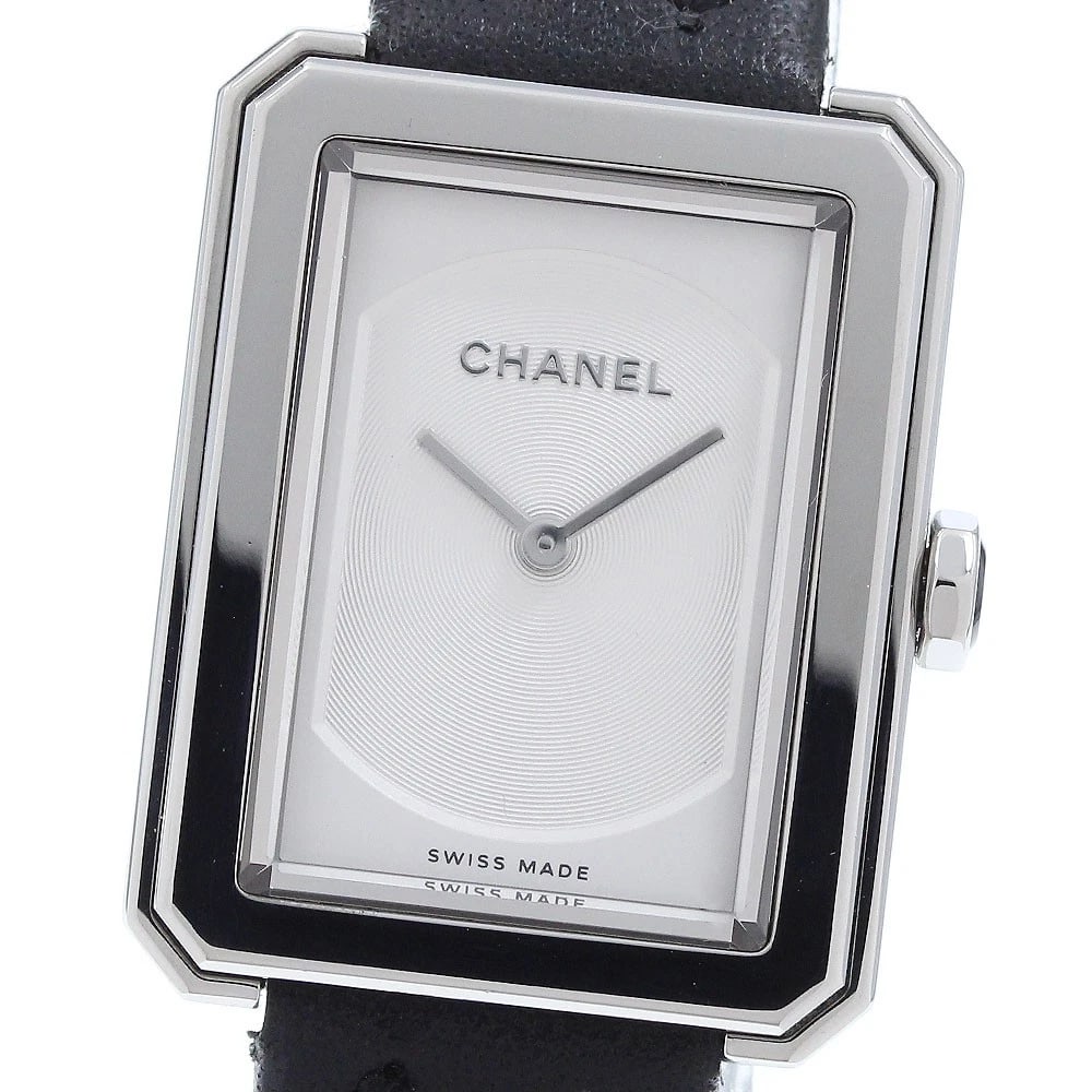 CHANEL BOY FRIEND QUARTZ WATCH: CHANEL Boy Friend Quartz Watch Brand: CHANEL Type/Style: Wristwatch Material: Band Material leather, Case Material Stainless Steel Color: Band Color black, Case Color Silver, Dial Color Silver Size:
