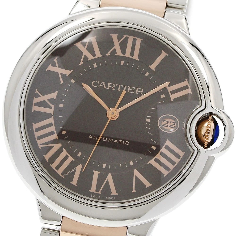 CARTIER ON BLUE LM TONE AUTOMATIC WATCH: CARTIER on Blue LM Tone Automatic Watch Brand: CARTIER Type/Style: Wristwatch Material: Band Material Stainless Steel/PG, Case Material Stainless Steel Color: Band Color Silver / Pink Gold, Case