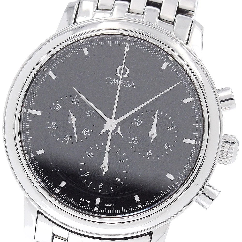 OMEGA DE VILLE PRESTIGE CHRONOGRAPH HAND WINDING WATCH: OMEGA De Ville Prestige Chronograph Hand Winding Watch Brand: OMEGA Type/Style: Wristwatch Material: Band Material Stainless Steel, Case Material Stainless Steel Color: Band Color Silver, Case Color