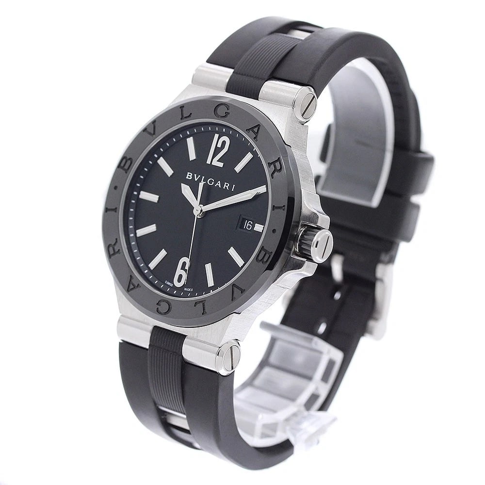 BVLGARI DIAGONO CERAMIC WATCH: BVLGARI Diagono Ceramic Watch Brand: BVLGARI Type/Style: Wristwatch Material: Band Material Rubber / Stainless Steel, Case Material Stainless Steel / ceramic Color: Band Color Black / Silver, Case