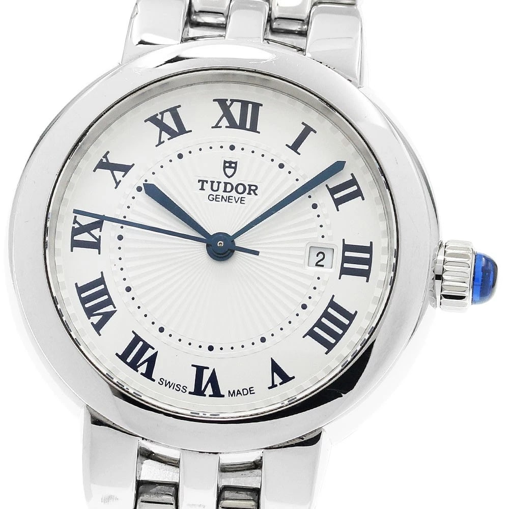 TUDOR CLAIRE DE ROSE WATCH: TUDOR Claire de Rose Watch Brand: TUDOR Type/Style: Wristwatch Material: Band Material Stainless Steel, Case Material Stainless Steel Color: Band Color Silver, Case Color Silver, Dial Color Silver