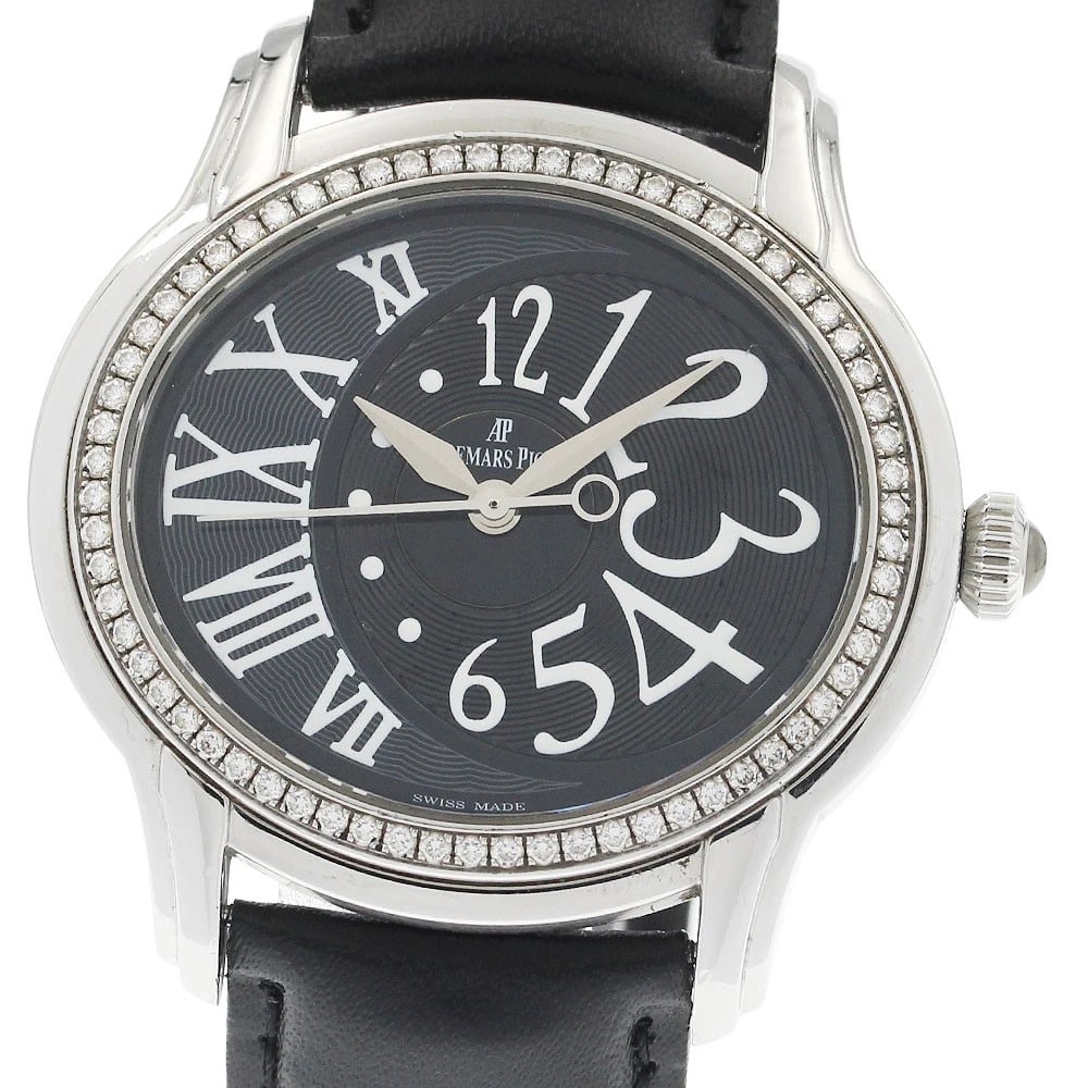 AUDEMARS PIGUET MILLENARY DIAMOND BEZEL WATCH: AUDEMARS PIGUET Millenary Diamond Bezel Watch Brand: AUDEMARS PIGUET Type/Style: Wristwatch Material: Band Material leather, Case Material Stainless Steel Color: Band Color black, Case Color Silver, D