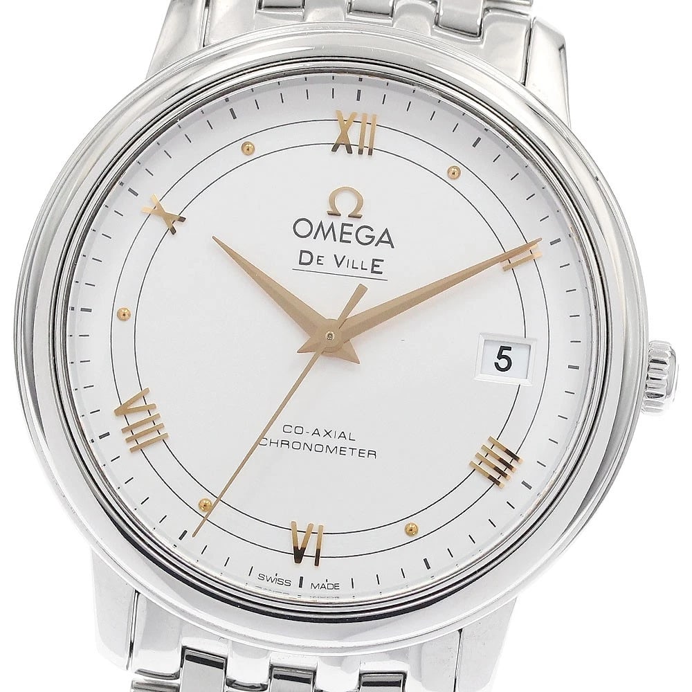 OMEGA DE VILLE PRESTIGE COAXIAL WATCH: OMEGA De Ville Prestige Coaxial Watch Brand: OMEGA Type/Style: Wristwatch Material: Band Material Stainless Steel, Case Material Stainless Steel Color: Band Color Silver, Case Color Silver, Dial