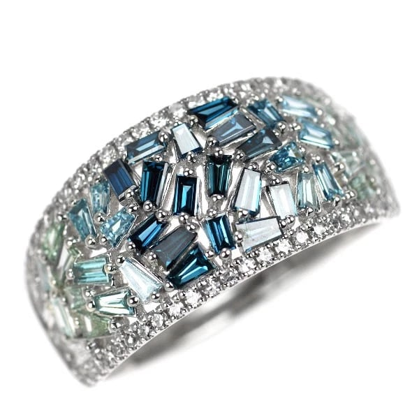 K18WG COLLARLESS/TREAT BLUE DIAMOND RING: K18WG Collarless/Treat Blue Diamond Ring Brand: None Type/Style: rings Material: K18WG Color: WG Size: 7.25 US Accessories: None Accessories Notice: When purchasing pre-owned goods, please refer to