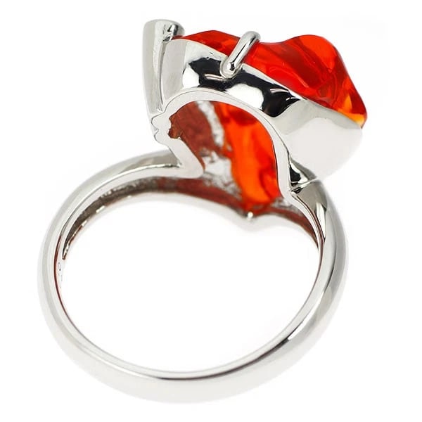 PT900 FIRE OPAL DIAMOND RING - 3