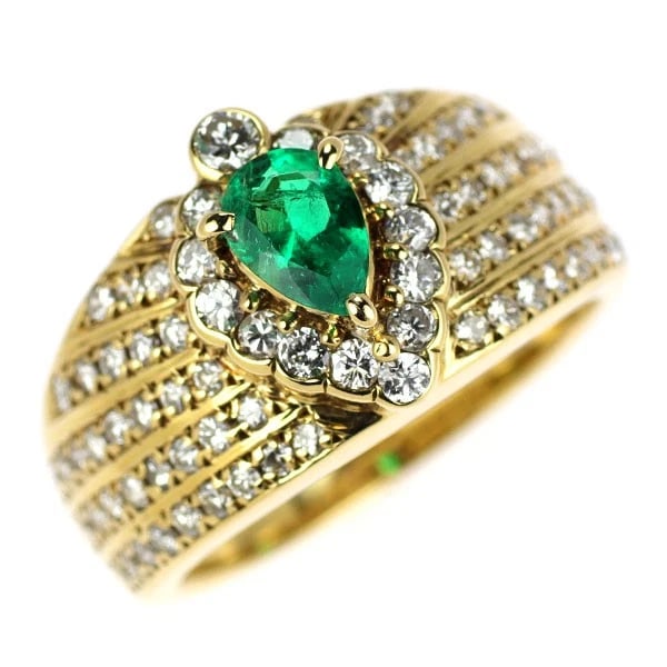 K18YG EMERALD DIAMOND RING: K18YG Emerald Diamond Ring Brand: None Type/Style: rings Material: K18YG Main Stone emeralds Color: YG Size: 4.75 - 5 US Accessories: None Accessories Notice: When purchasing pre-owned goods, please