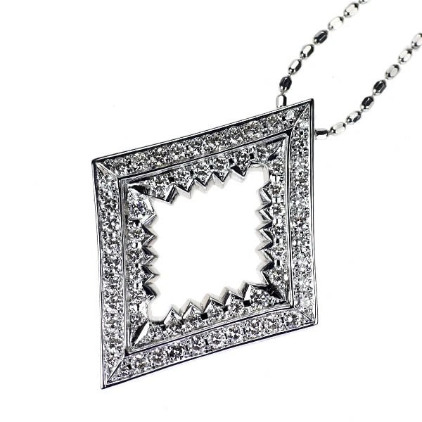 K18WG DIAMOND PENDANT NECKLACE: K18WG DIAMOND PENDANT NECKLACE Brand: None Type/Style: pendant necklace Material: K18WG Color: WG Size: Necklace: Chain Length ?55.5 Width/Thickness33.8 Accessories: None Accessories Notice: When