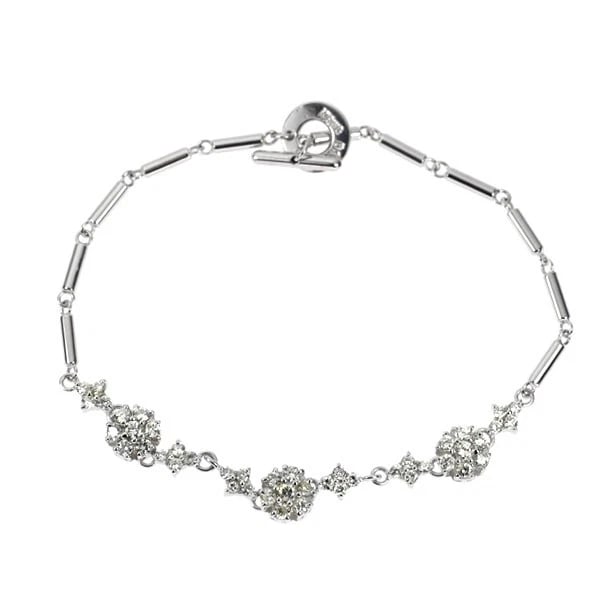 K18WG FLOWER DIAMOND BRACELET: K18WG flower diamond bracelet Brand: None Type/Style: bracelets Material: K18WG Color: WG Size: Necklace: Chain Length 17 Width/Thickness3.3 Accessories: None Accessories Notice: When purchasing