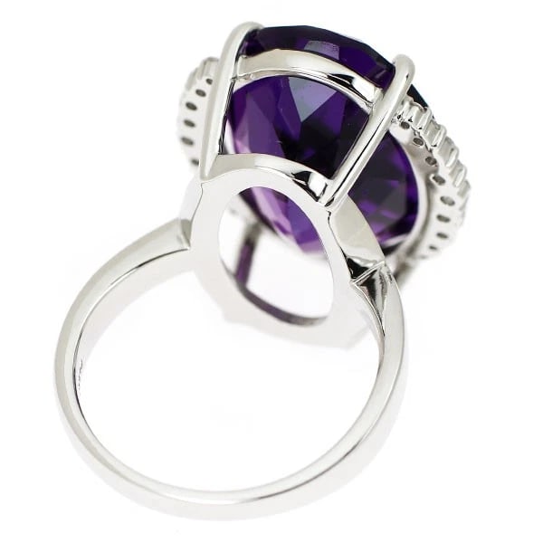 PT950 AMETHYST DIAMOND RING - 3