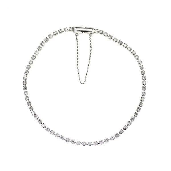 PT900 DIAMOND TENNIS BRACELET: Pt900 diamond tennis bracelet Brand: None Type/Style: bracelets Material: Pt900 Color: PT Size: Necklace: Chain Length 17.5 Width/Thickness2.1 Accessories: None Accessories Notice: When purchasing