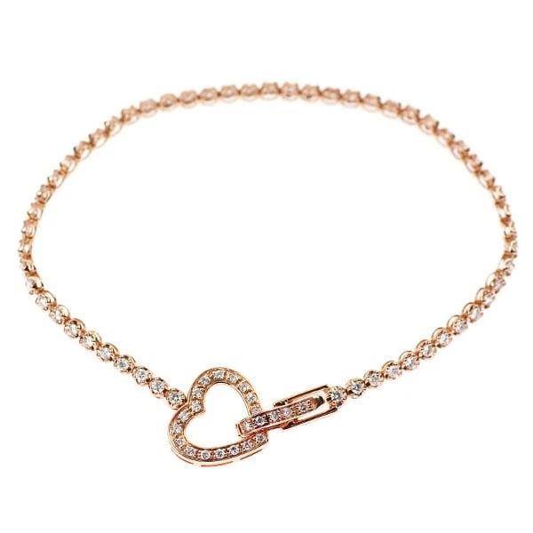 K18PG HEART DIAMOND BRACELET: K18PG heart diamond bracelet Brand: None Type/Style: bracelets Material: K18PG Color: PG Size: Necklace: Chain Length 18 Width/Thickness2.0 Accessories: None Accessories Notice: When purchasing