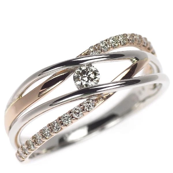 K18WG/PG DIAMOND RING: K18WG/PG diamond ring Brand: None Type/Style: rings Material: K18WG/PG Color: WG PG Size: 6.25 - 6.5 US Accessories: None Accessories Notice: When purchasing pre-owned goods, please refer to the