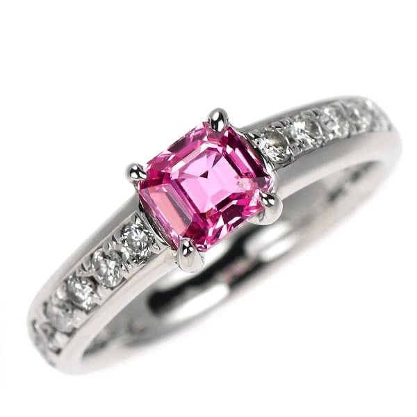 PT900 PINK SAPPHIRE DIAMOND RING: Pt900 pink sapphire diamond ring Brand: None Type/Style: rings Material: Pt900 Main Stone pink sapphire Color: Pt Size: 6 US Accessories: None Accessories Notice: When purchasing pre-owned