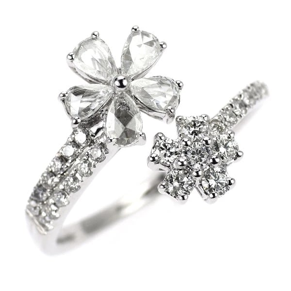 K18WG DIAMOND FOLK RING: K18WG Diamond Folk Ring Brand: None Type/Style: rings Material: K18WG Color: WG Size: 6 US Accessories: None Accessories Notice: When purchasing pre-owned goods, please refer to the photos of the