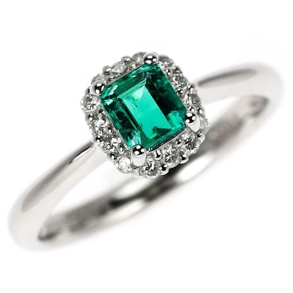 PT900 EMERALD DIAMOND RING: Pt900 emerald diamond ring Brand: None Type/Style: rings Material: Pt900 Main Stone emerald Color: PT Size: 5.5 - 5.75 US Accessories: None Accessories Notice: When purchasing pre-owned goods, please