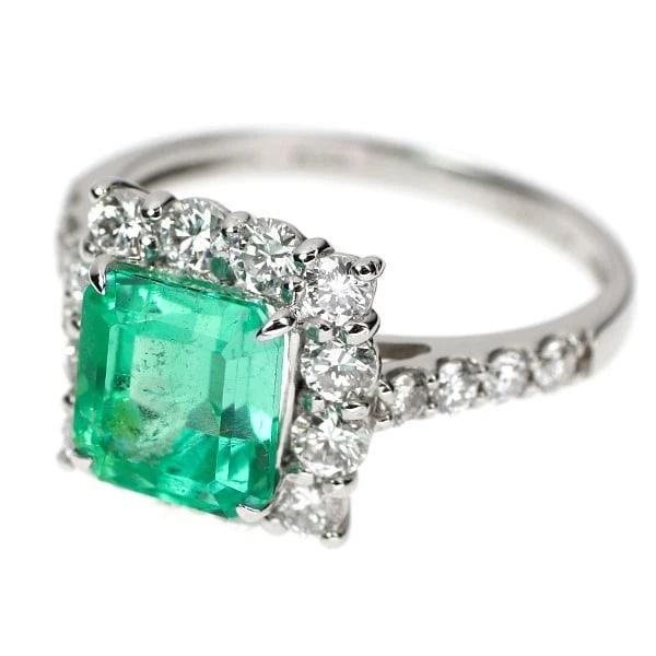 PT950 EMERALD DIAMOND RING - 2