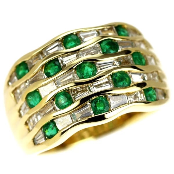 K18YG EMERALD DIAMOND RING: K18YG Emerald Diamond Ring Brand: None Type/Style: rings Material: K18YG Main Stone Emerald Color: YG Size: 6 US Accessories: None Accessories Notice: When purchasing pre-owned goods, please refer to