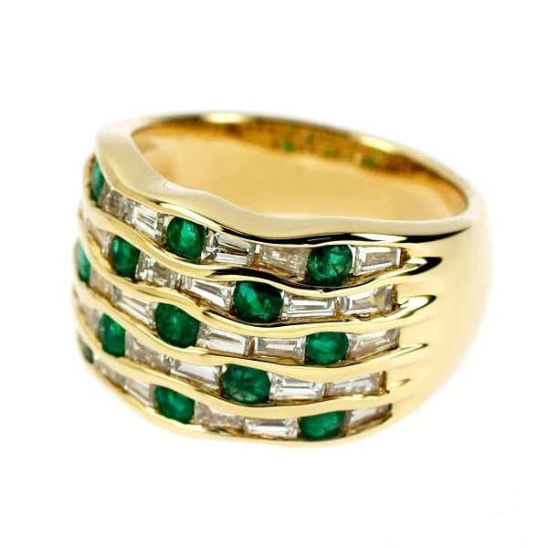 K18YG EMERALD DIAMOND RING - 2