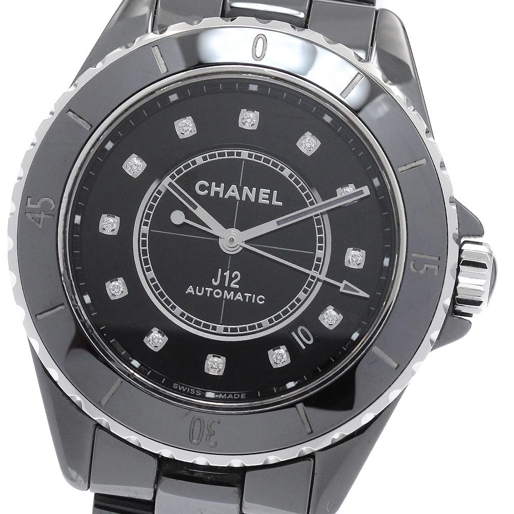 CHANEL DIAMOND AUTOMATIC WATCH: CHANEL Diamond Automatic Watch Brand: CHANEL Type/Style: Wristwatch Material: Band Material Stainless Steel / ceramic, Case Material Stainless Steel / ceramic Color: Band Color Black / Silver, Case Co