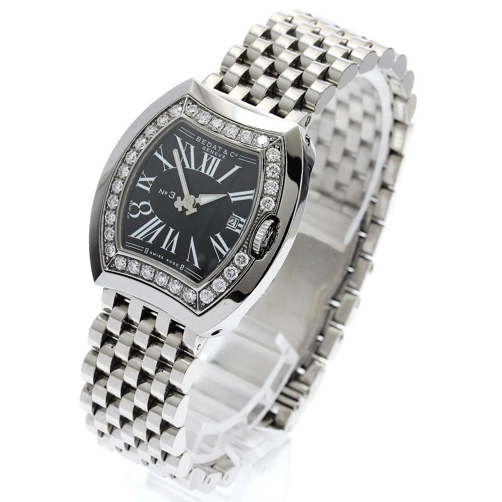 BEDAT&CO NO.3 TONNEAU WATCH DIAMOND BEZEL QUARTZ WATCH: BEDAT&Co No.3 Tonneau Watch Diamond Bezel Quartz Watch Brand: BEDAT&Co Type/Style: Wristwatch Material: Band Material Stainless Steel, Case Material Stainless Steel Color: Band Color Silver, Case