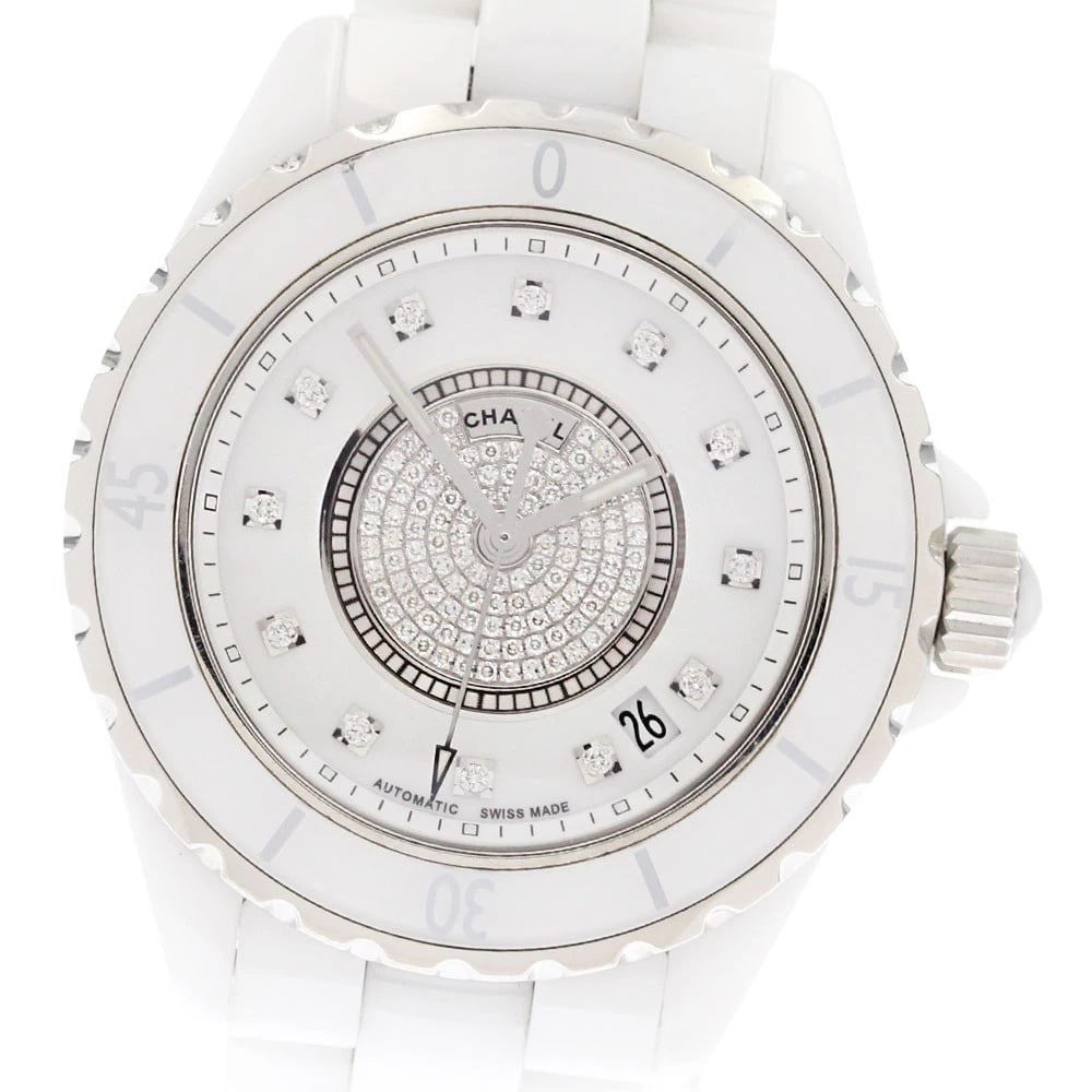 CHANEL CENTER DIAMOND AUTOMATIC WATCH: CHANEL Center Diamond Automatic Watch Brand: CHANEL Type/Style: Wristwatch Material: Band Material Stainless Steel / ceramic, Case Material Stainless Steel / ceramic Color: Band Color white, Case Colo