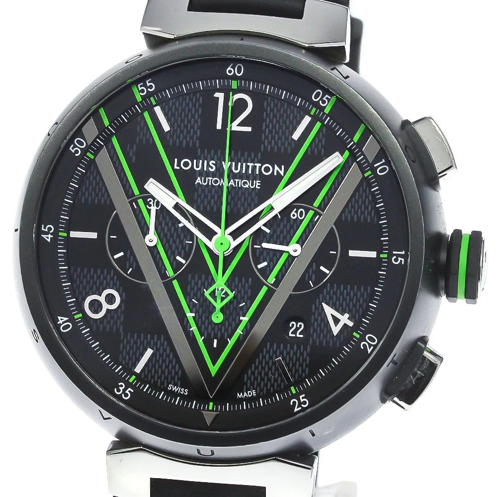 LOUIS VUITTON TAMBOUR DAMIER GRAFFIT RACE CHRONOGRAPH AT 'S WATCH: LOUIS VUITTON Tambour Damier Graffit Race Chronograph AT 's Watch Brand: LOUIS VUITTON Type/Style: Wristwatch Material: Band Material rubber, Case Material Stainless Steel Color: Band Color black,