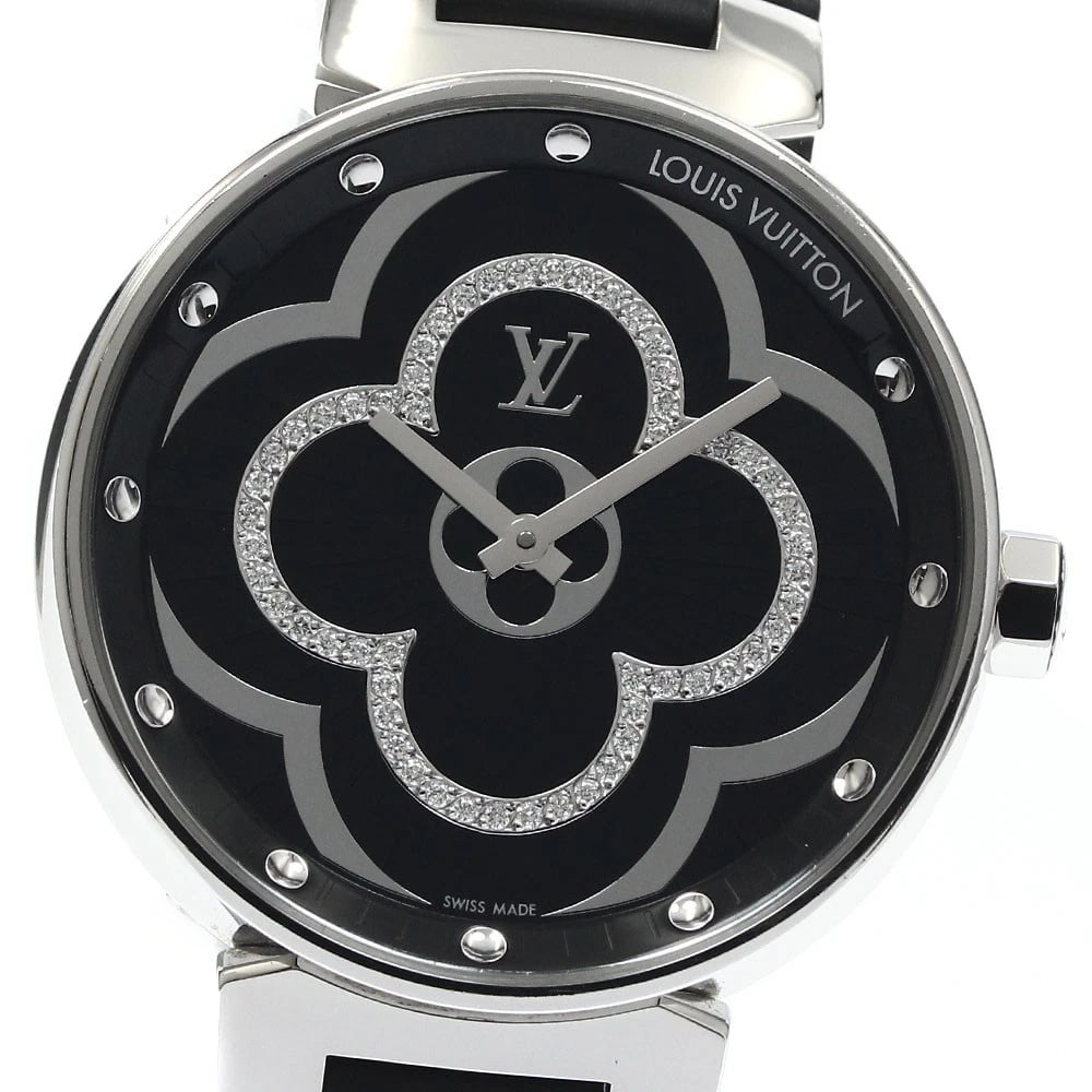 LOUIS VUITTON TAMBOUR MOON DIVINE BLACK DIAL QUARTZ WATCH: LOUIS VUITTON Tambour Moon Divine Black Dial Quartz Watch Brand: LOUIS VUITTON Type/Style: Wristwatch Material: Band Material rubber, Case Material Stainless Steel Color: Band Color black, Case Color 