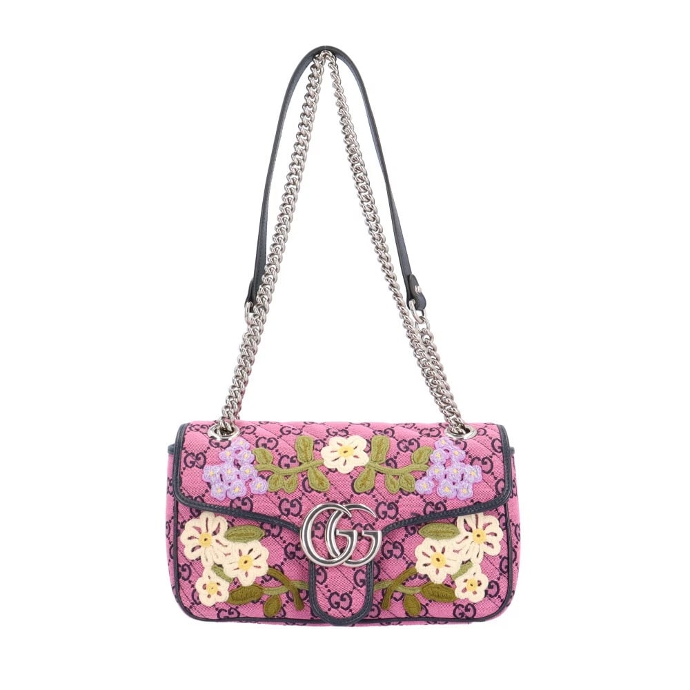 GUCCI GG MULTICOLOR SHOULDER BAG GG CANVAS: GUCCI GG multicolor Shoulder Bag GG canvas Brand: GUCCI Type/Style: Shoulder Bag Material: Exterior Material GG canvas Color: Exterior Color pink / multicolor Size: W9.6 x H5.7 x D2.8inch Accessor
