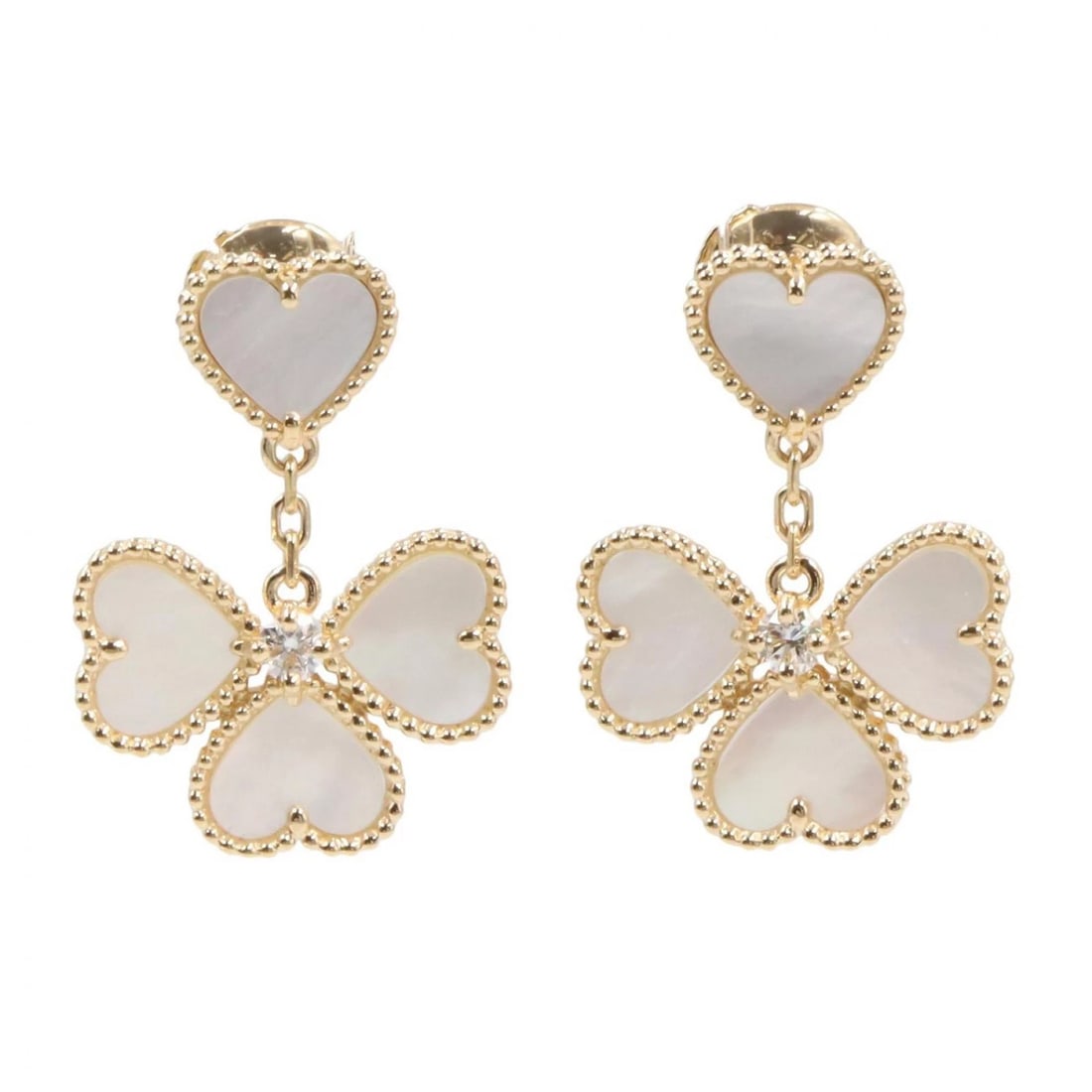 VAN CLEEF & ARPELS SWEETHEART DIAMOND PIERCED EARRINGS: Van Cleef & Arpels Sweetheart Diamond Pierced Earrings Brand: Van Cleef & Arpels Type/Style: Pierced earrings Material: K18 (Yellow Gold) Color: Gold Size: 25mm x 18mm(1.0" x 0.7") Accessories: No