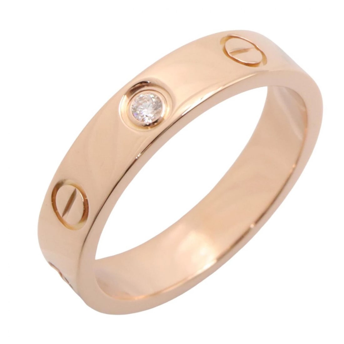 CARTIER MINI LOVE RING 1P DIAMOND 18KPG PINK ROSE GOLD: CARTIER Mini Love ring 1P Diamond 18KPG Pink Rose Gold Brand: CARTIER Type/Style: Ring Material: K18PG?Rose Gold? Main Stone Natural Color: Gold Size: 5 US Accessories: None Accessories No