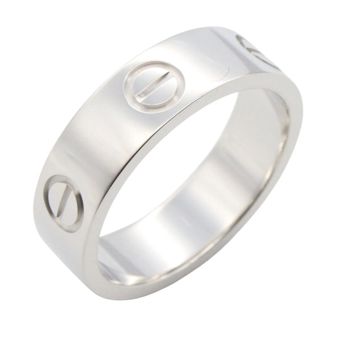 CARTIER LOVE RING 18KWG: CARTIER Love Ring 18KWG Brand: CARTIER Type/Style: Ring Material: K18WG?White Gold? Color: Silver Size: 6.25 US Accessories: None Accessories Notice: When purchasing pre-owned goods, pleas