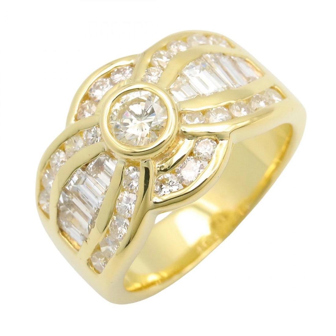 JEWELRY DIAMOND RING 18KYG: JEWELRY Diamond Ring 18KYG Brand: JEWELRY Type/Style: Ring Material: K18 (Yellow Gold) Main Stone Natural Color: Clear Size: 5.5 US Accessories: None Accessories Notice: When purchasing pr