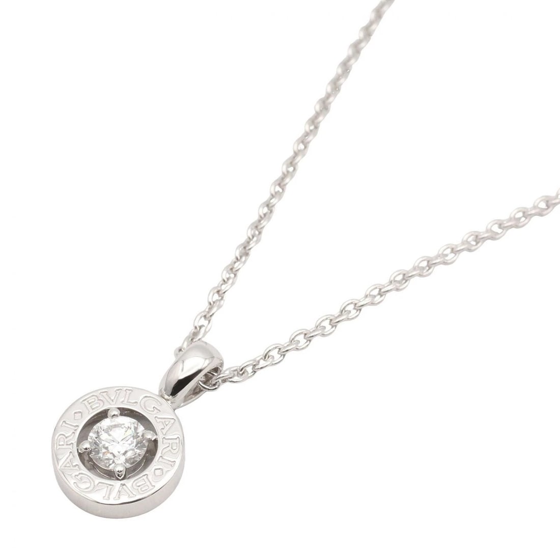 BVLGARI BULGARI BULGARI 1PD DIAMOND NECKLACE PENDANT: BVLGARI Bulgari Bulgari 1PD Diamond Necklace Pendant Brand: BVLGARI Type/Style: Necklace Material: K18WG?White Gold? Main Stone Natural Color: Clear Size: Neck rotation?40cm(15.7") Motif W?15mm x