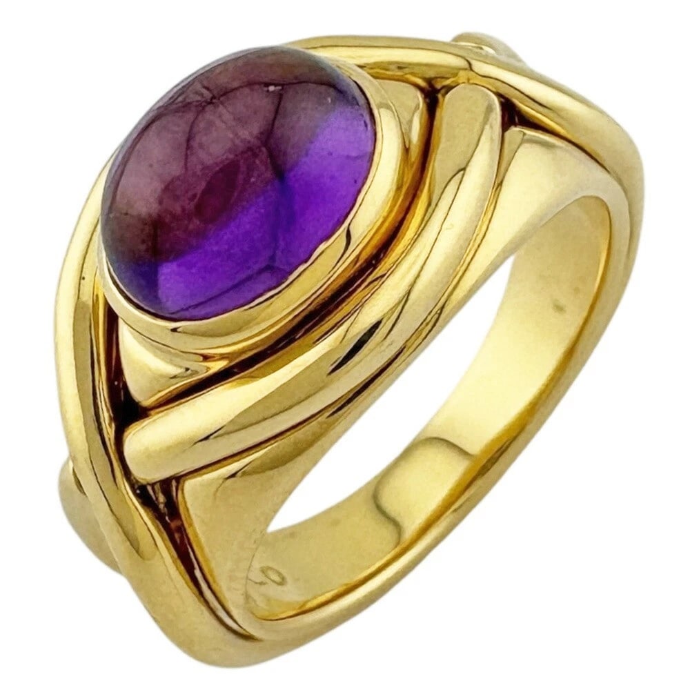 TIFFANY & CO. K18 YELLOW GOLD AMETHYST RING: Tiffany & Co. K18 Yellow Gold Amethyst Ring Brand: Tiffany & Co. Type/Style: Ring Material: K18 Yellow Gold (18K) Main Stone Amethyst Color: Gold Size: US 4.75 Accessories: None Accessorie
