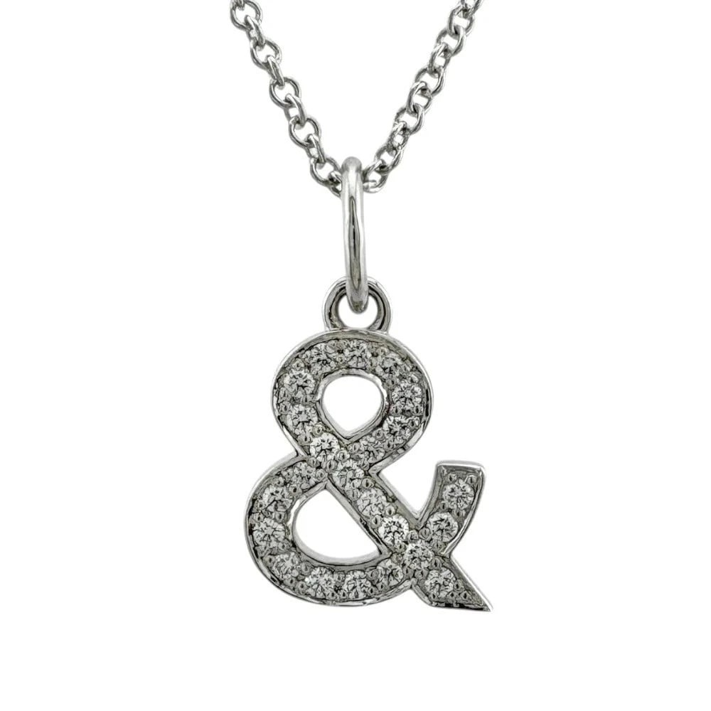 TIFFANY & CO. AMPERSAND NECKLACE 18K WHITE GOLD DIAMOND: Tiffany & Co. Ampersand Necklace 18K White Gold Diamond Brand: Tiffany & Co. Type/Style: Necklace Material: 18K White Gold (Au750) Main Stone Natural Color: White Gold Size: Chain length approx. 18.1 
