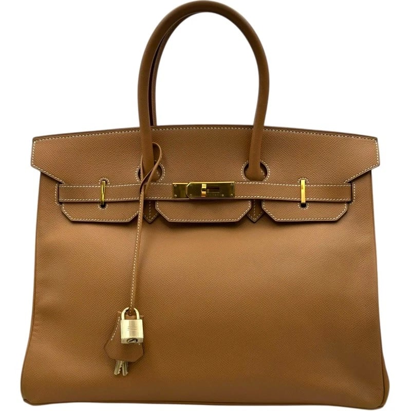 HERMES BIRKIN 35 HANDBAG: HERMES Birkin 35 Handbag Brand: HERMES Type/Style: Handbag Material: Epsom Color: Natural Gold Hardware Size: W13.8 x H10.6 x D7.1inch Accessories: None Accessories Notice: When purchasing